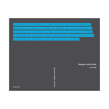 Studium, nicht Kritik