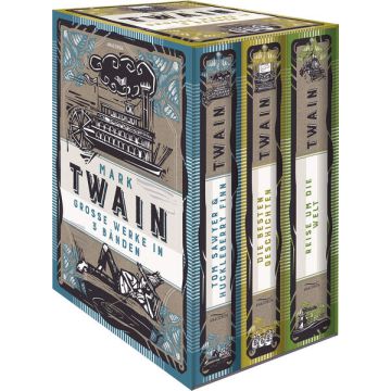 Mark Twain, Grosse Werke in 3 Bänden im Schmuck-Schuber